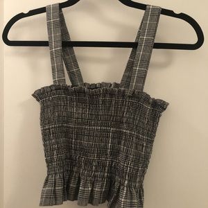 White and black plaid crop top